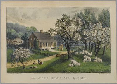 American Homestead Spring by N. and Ives, J.M. Currier